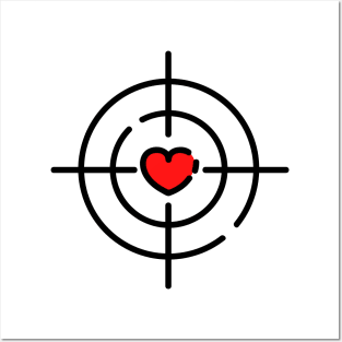 red heart black target design Posters and Art